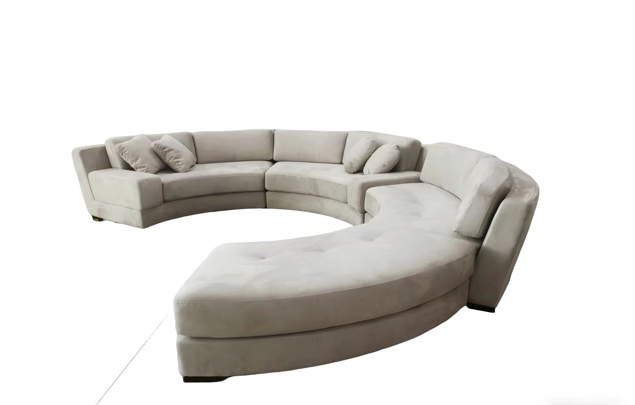 S606M 4PC. 160" SEMI CIRCULAR ROUND BEIGE  FABRIC SECTIONAL SOFA SET