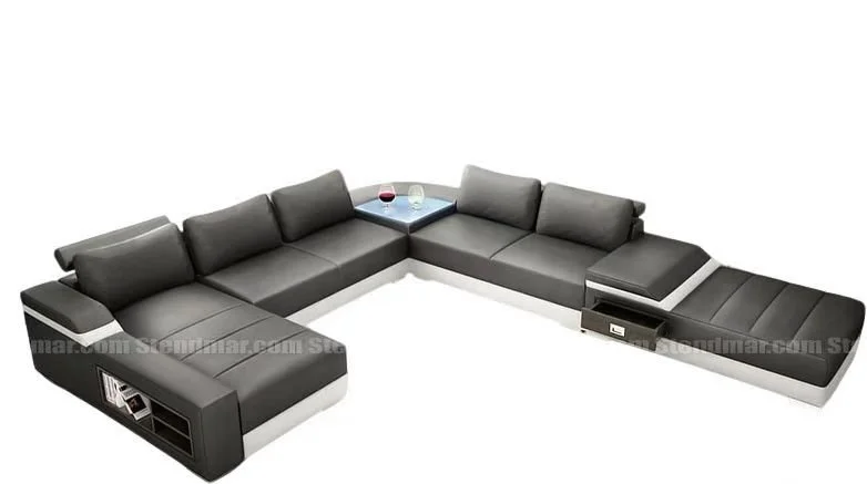 S1004 4pc. Sectional Leather Sofa Set with built in shelf on the chaise Matching Daybed optional