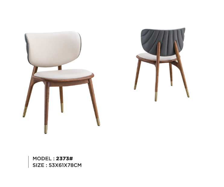 C2373 Faux leather leatherlike materail with Wood Legs Dining Chair (Set of 2)