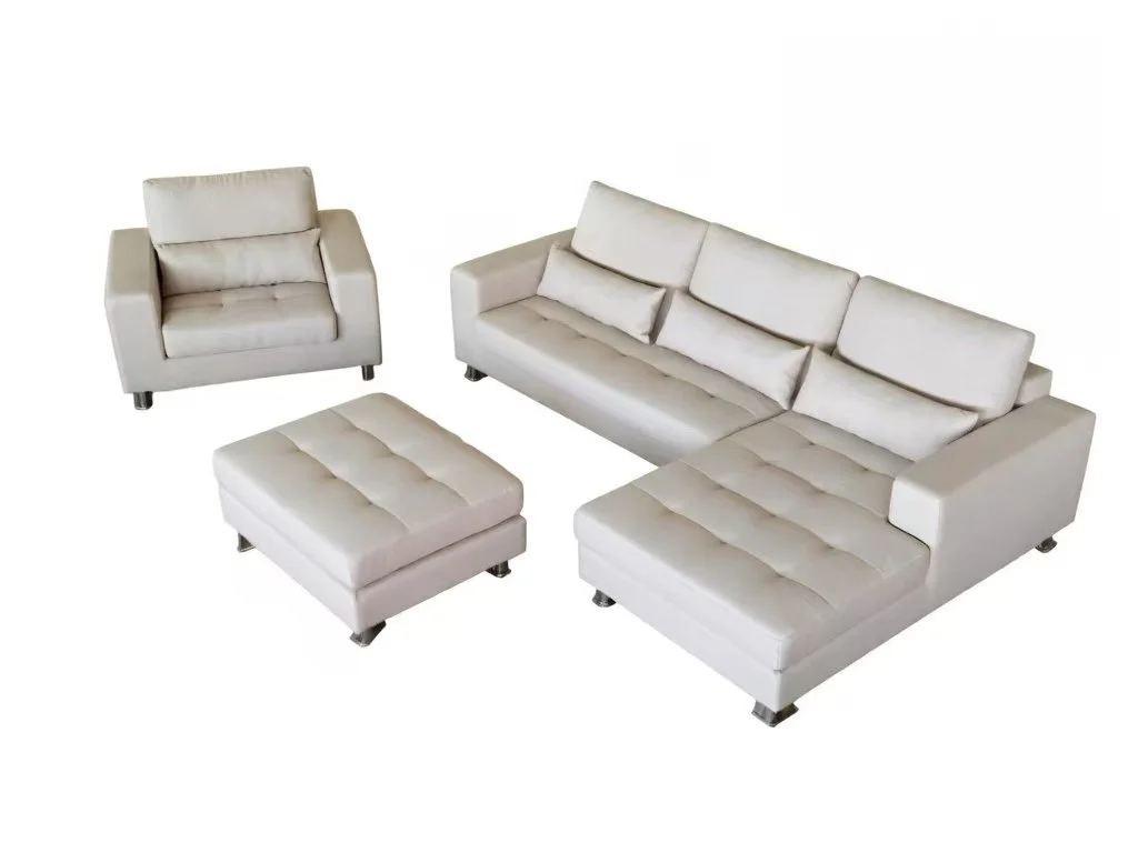 S6833RW  4pc. High Back  Cream Linen  Fabric Sectional Sofa Couches Set