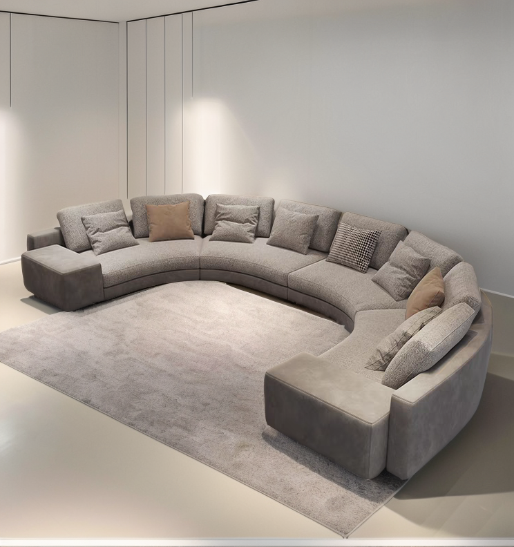 4 PIECE 181.5"L MODERN SEMI CIRCULAR ROUND SECTIONAL MICROFIBER SOFA S706M
