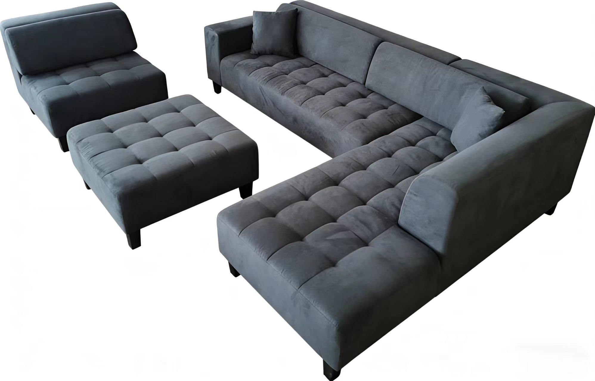 S1107RDG 4pc. Modern Dark Gray Microfiber Sectional Couch Sofa