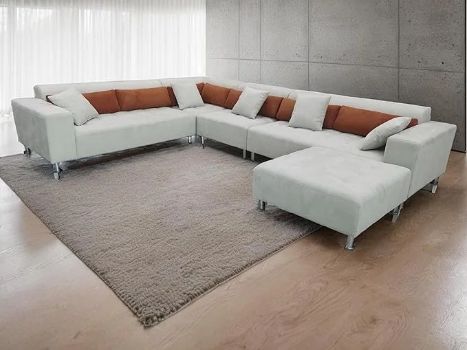 S1107D 5pc. Ivory Cream Multi Set Up Option Modular Microfiber Fabric Sectional Sofa Set