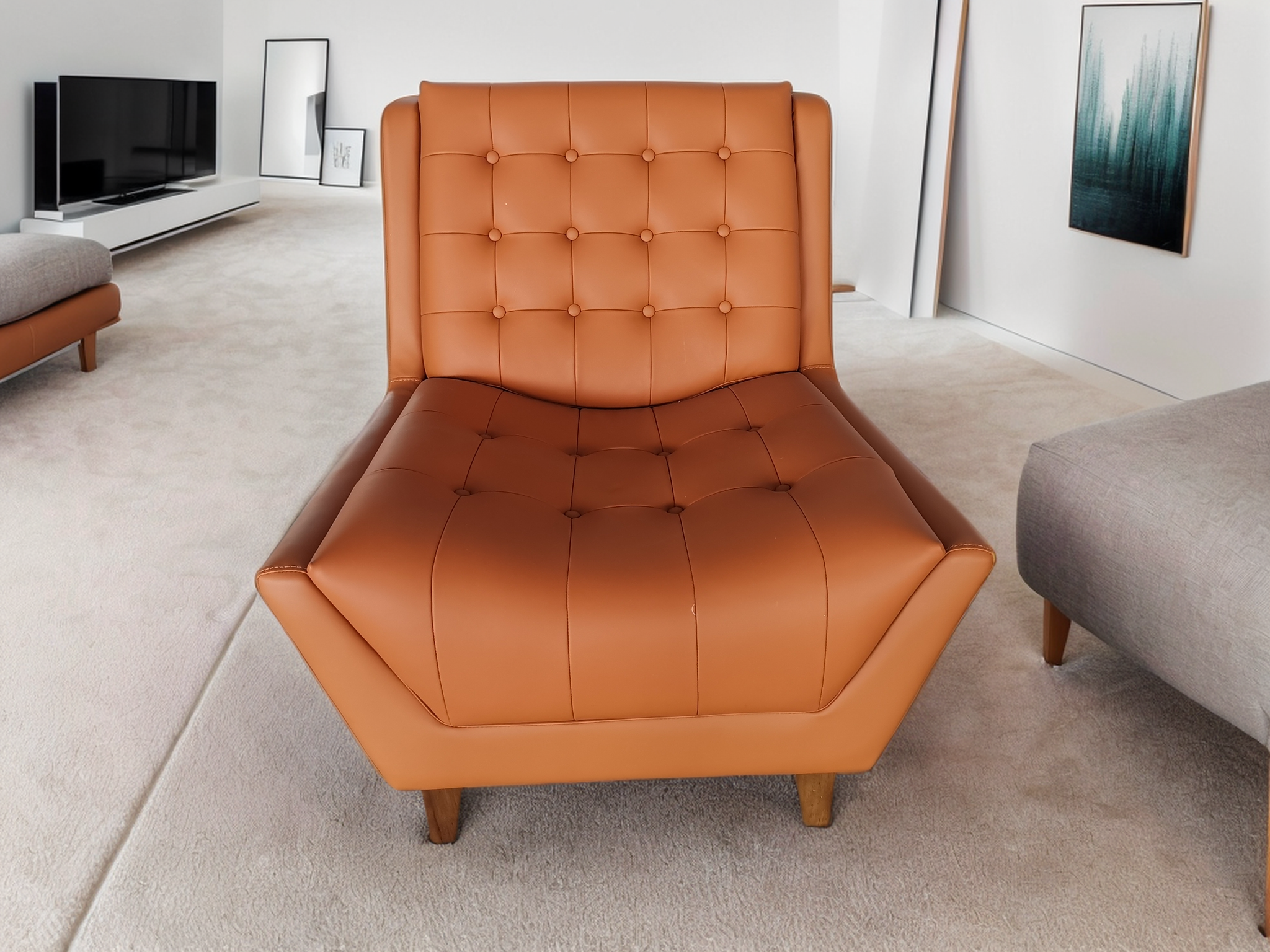 1 pc Orange Leather Modern Arm chair