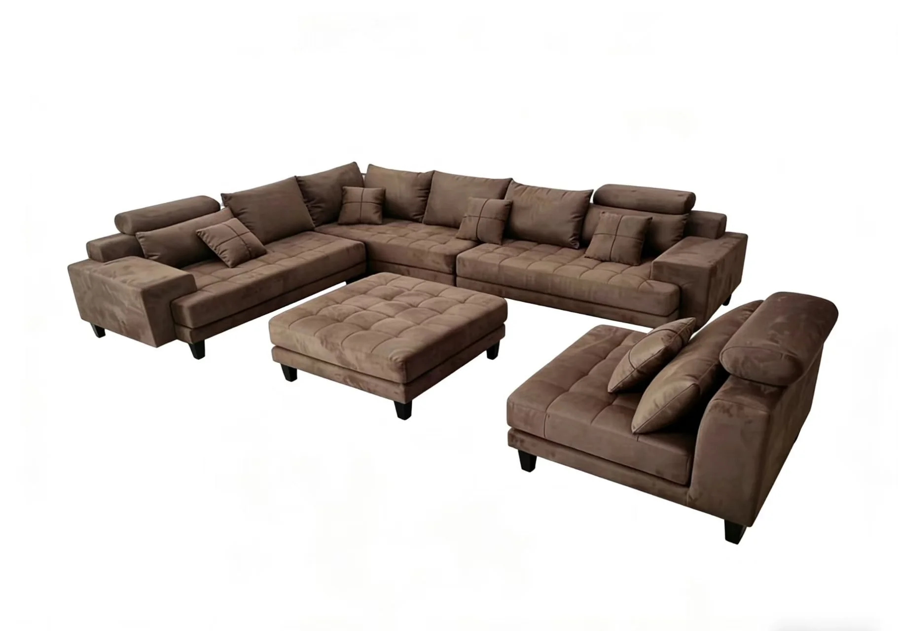 S150D 5pc. Dark Brown Espresso Finish Reversible Solid Microfiber Fabric Sectional Sofa Set