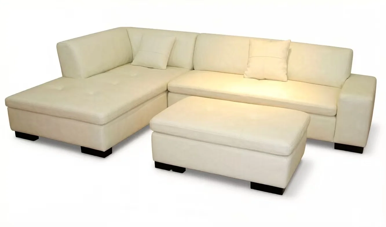 S683 3pc. Sofa Chaise Ottoman Leather Sectional Sofa