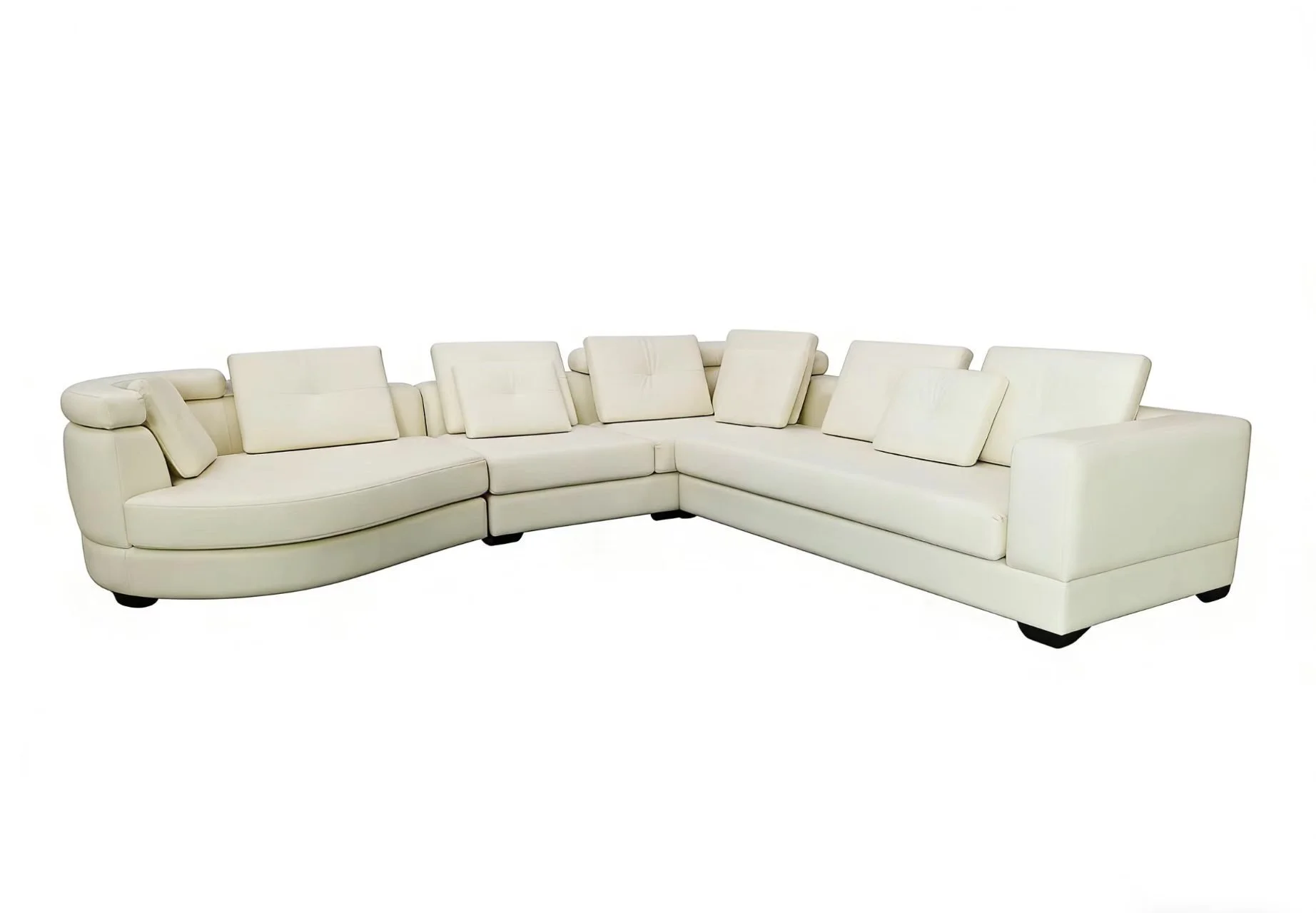 S8036 3pc. Modern Leather Sectional Sofa Set with Round Curved Chaise