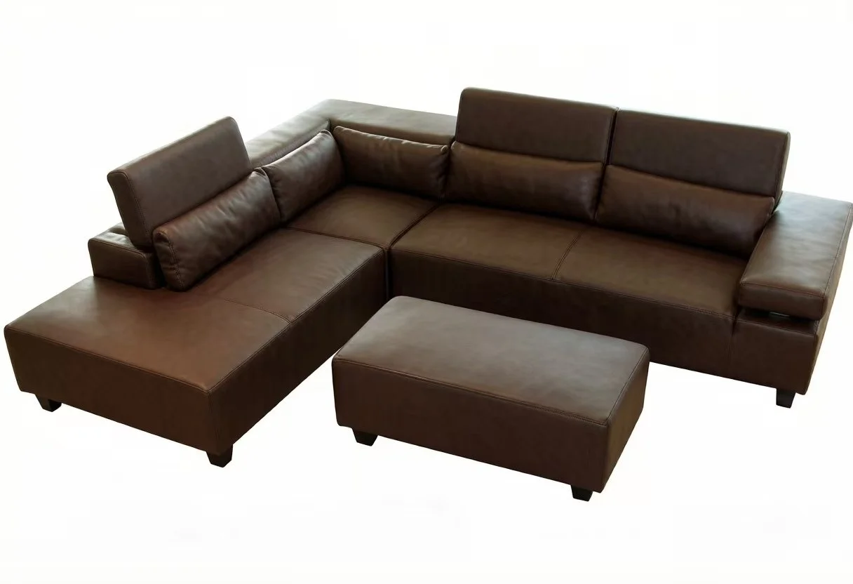 S1506D 4pc. Sectional Leather Sofa Set with Adjustable headrests