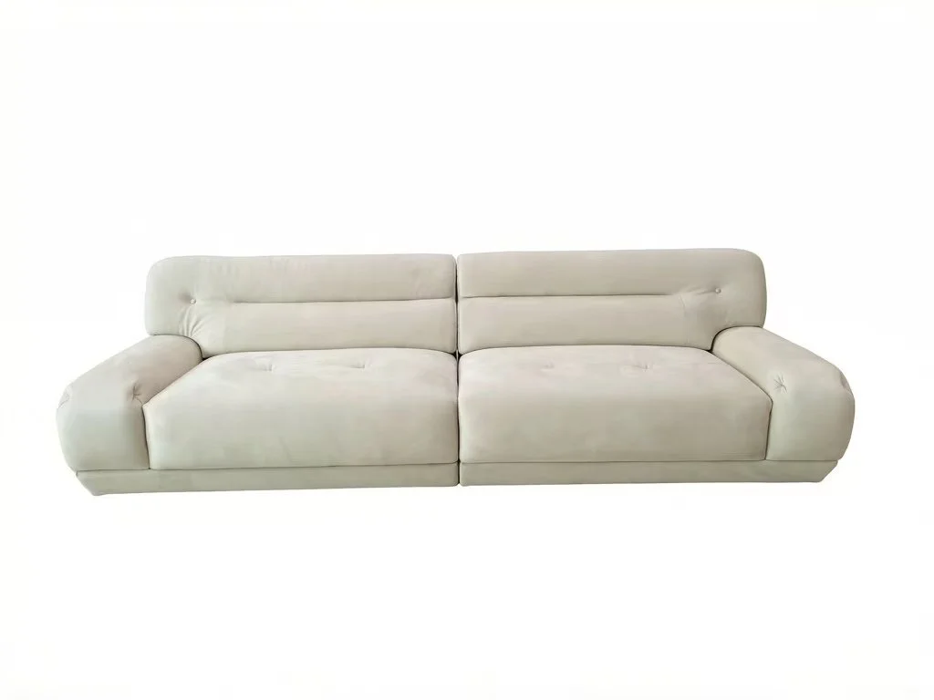S6226 2PCS.110"L SHAPE 332" HIGH BACK CREAM MICROFIBER SOFA SET