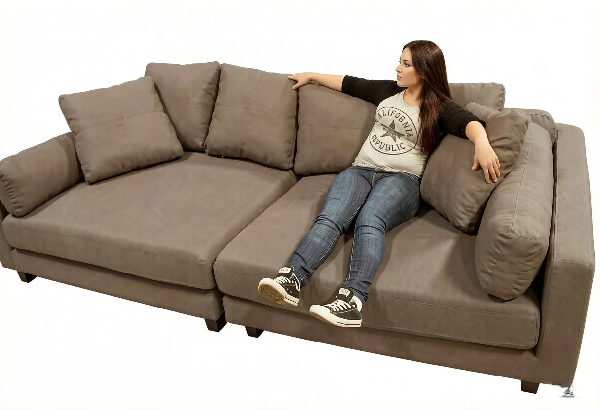 2pc. 116"L x 58"D Modern Extra Depth Microfiber Fabric Sectional Sofa S777