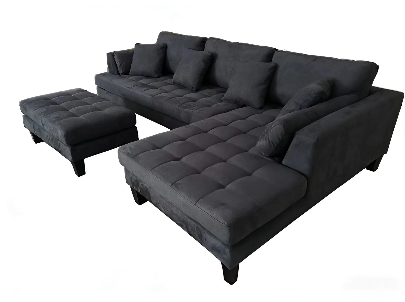 S168RW 3pc.  High Quanlity Black Modern Microfiber Sectional Sofa Set