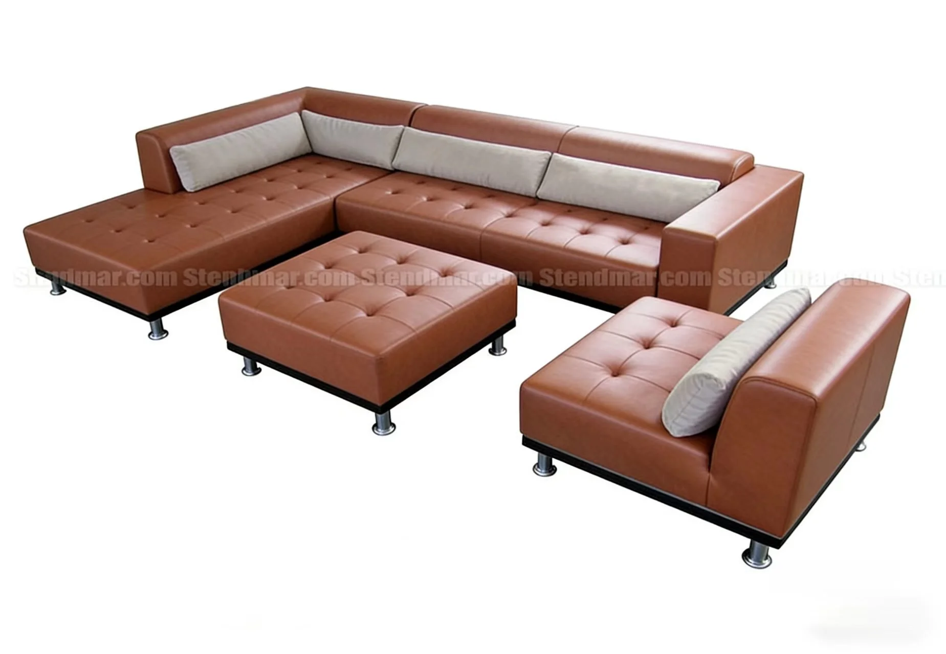 S4707R  4pc. Modern Clean line Contemporary Sectional Leather Sofa Set