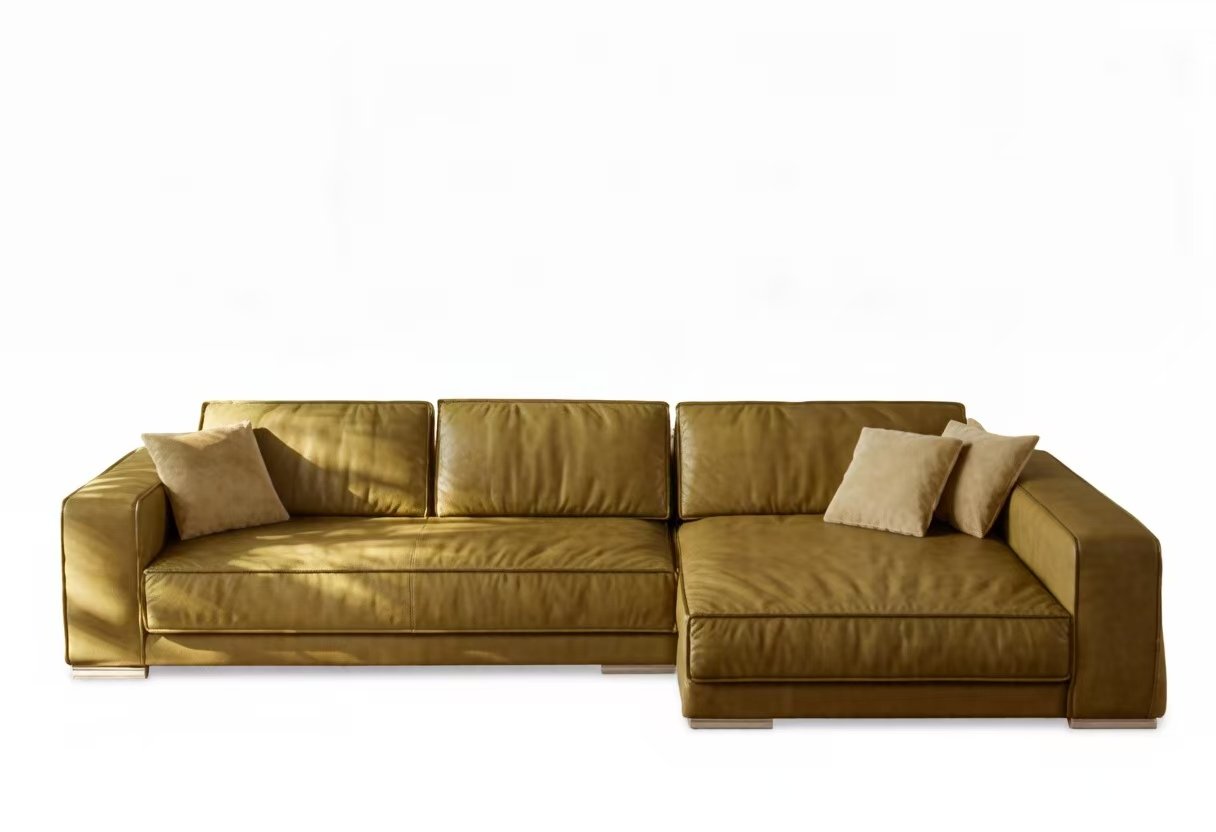 S9508  2PC. SECTIONAL LEATHER SOFA SET  WIDE CHAISE