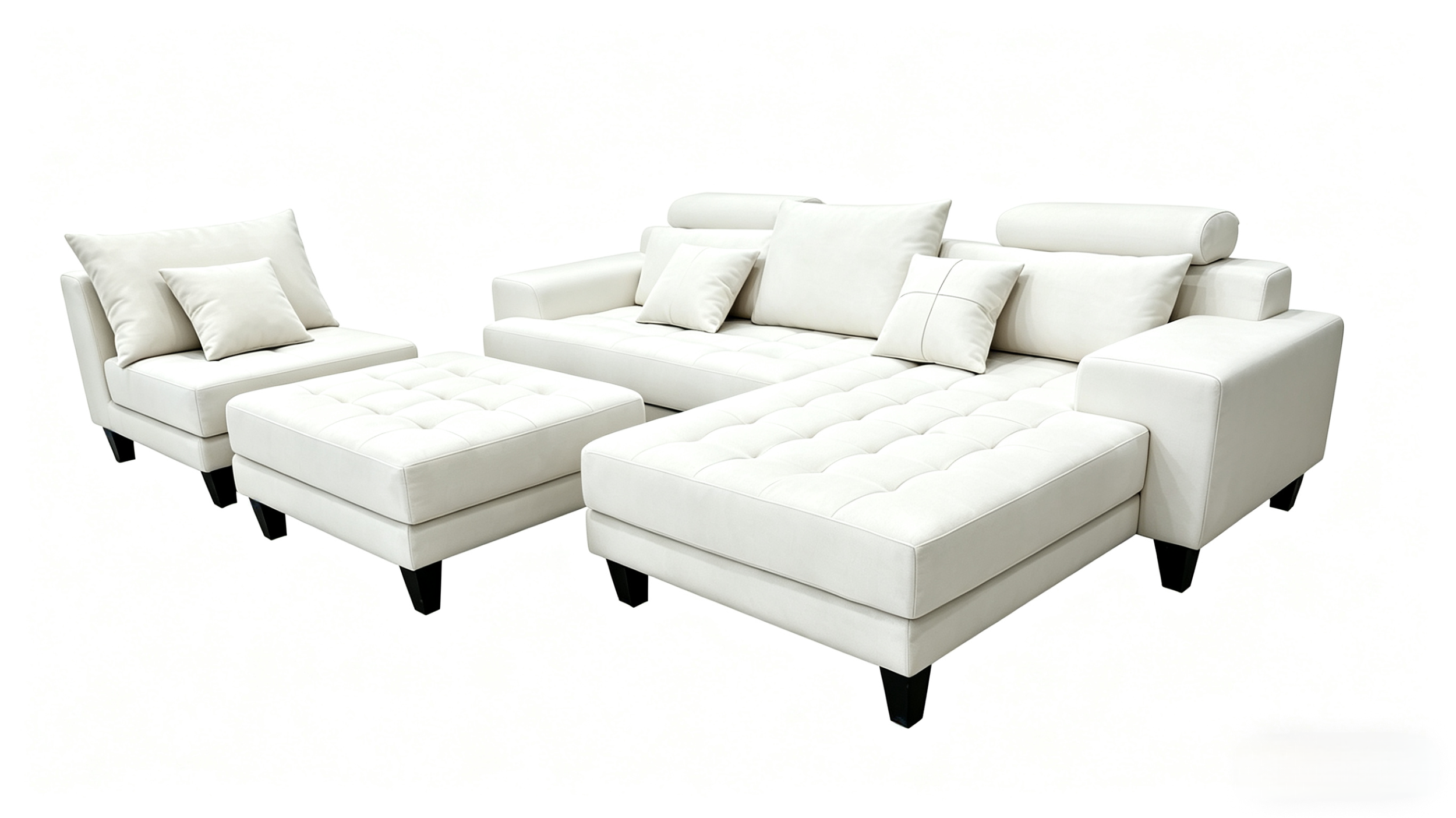 S150C 4pc. Modern Microfiber Sectional Sofa Chaise and ottoman