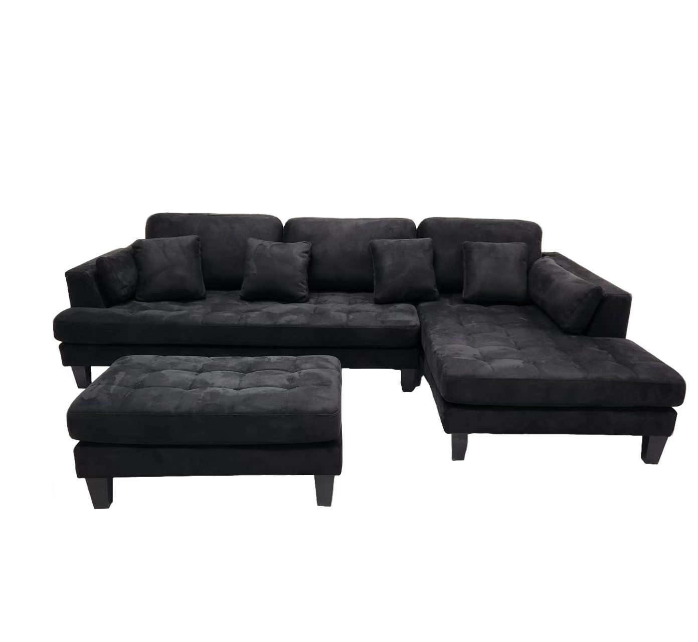 S168RBK 3pc.  High Quanlity Black Modern Microfiber Sectional Sofa Set