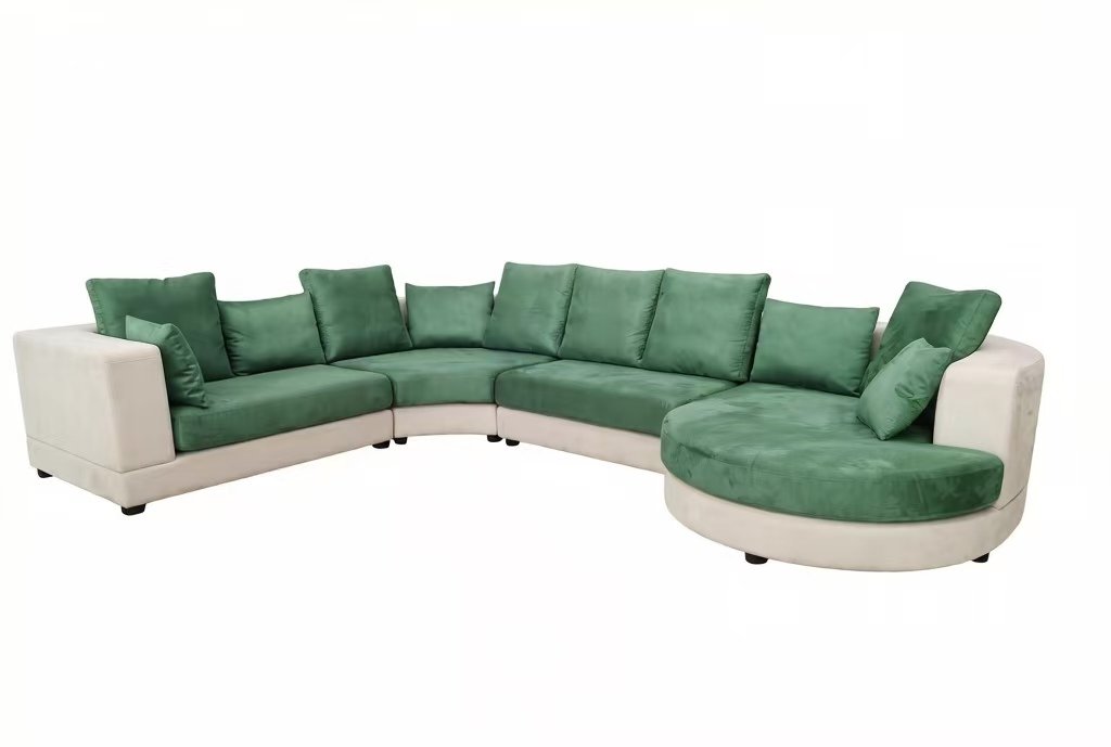 S8039 4PC. MODERN LEATHER SECTIONAL SOFA SET WITH ROUND CURVED CHAISE