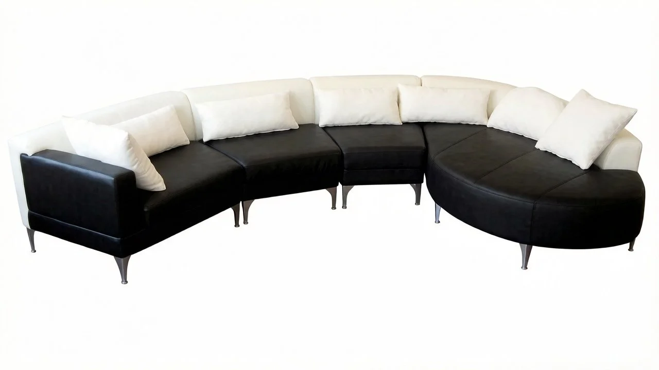 S1785 4PC. MODERN MODULAR CIRCULAR CURVED SECTIONAL LEATHER SOFA SET