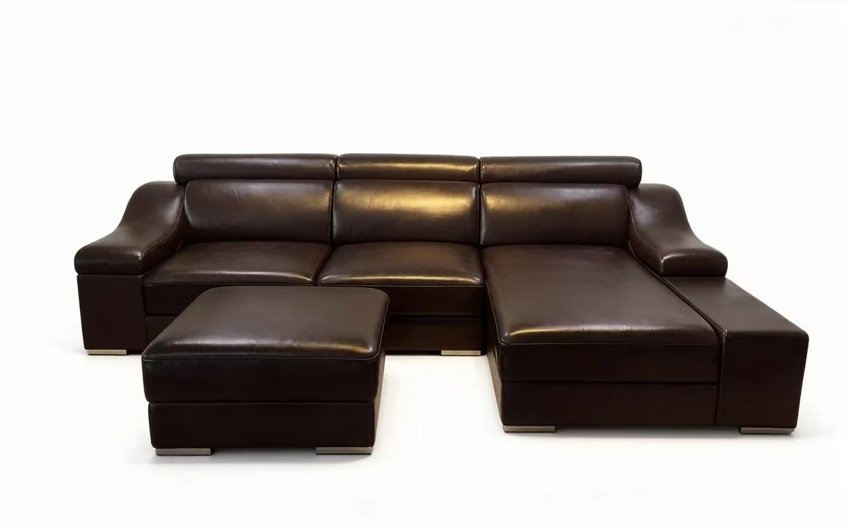 S899 3pc. Sectional Leather Sofa Set with adjustable seating cushoin