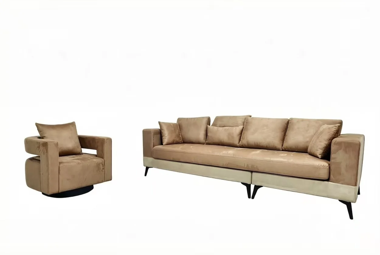 S6536M 2 pc. Modern Microfiber Fabric Sofa 4-Seater and Chair Set