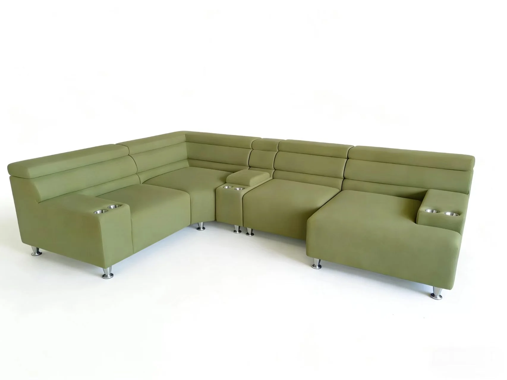 S2620 7pc. Line Fabric Sectional Sofa Set with armrest table