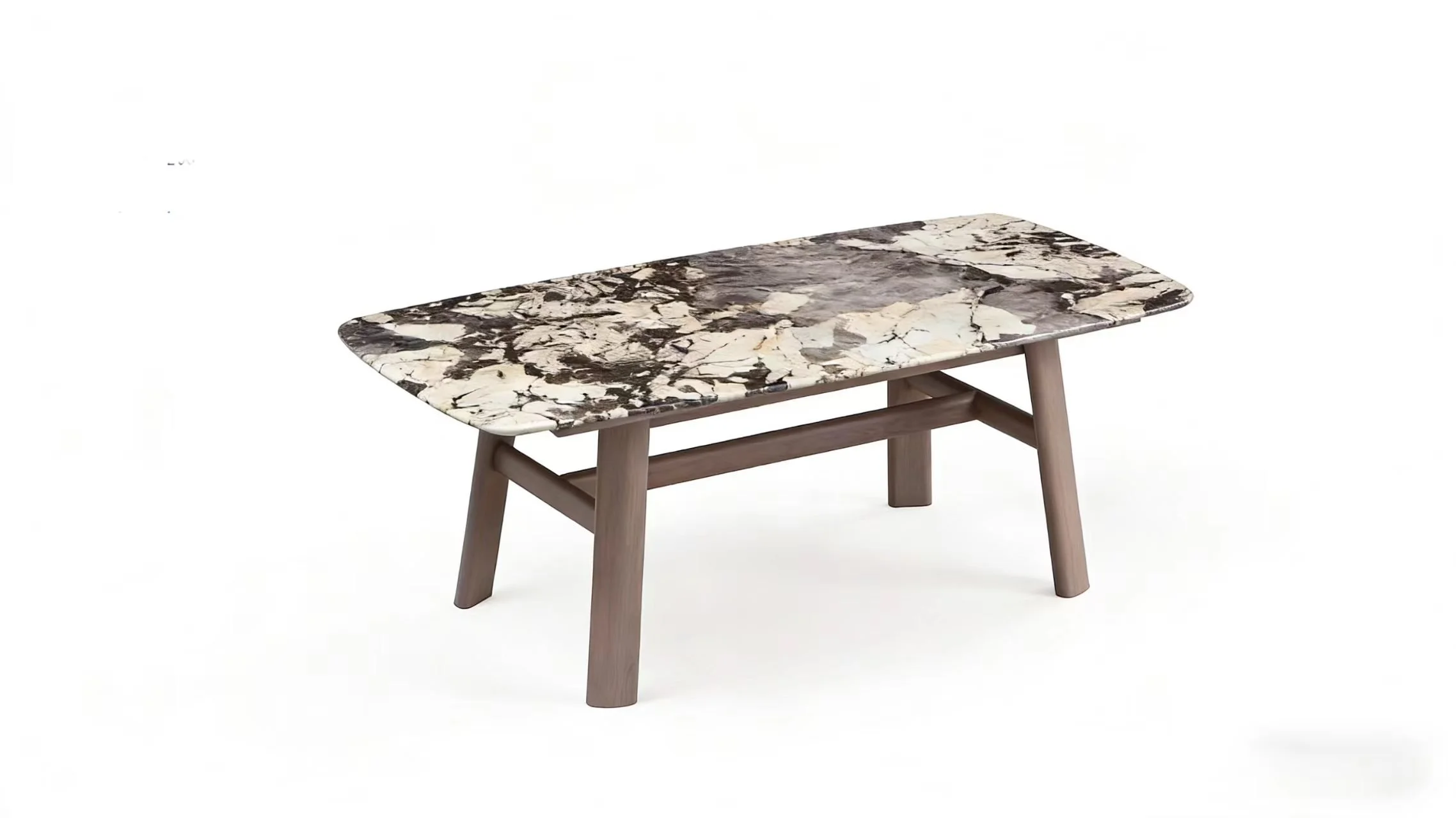 DT-26  Modern stone table top with Solid wood Legs Dining Table