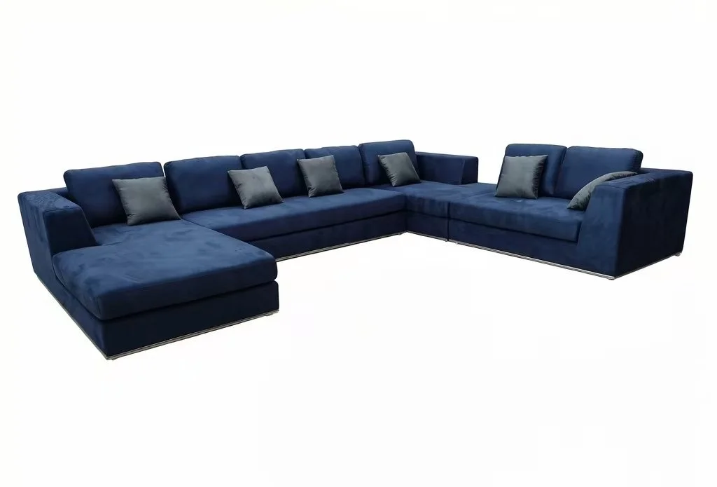 S4905M 4PC NEW Modern  Blue Modular Microfiber Fabric Sectional Sofa Set