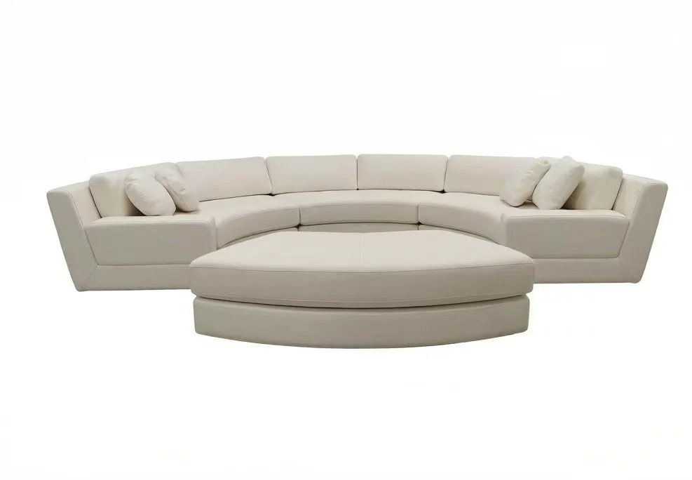 S606 4-Piece Modern WHITE Leather Semi Circular Round Sectional Sofa Set