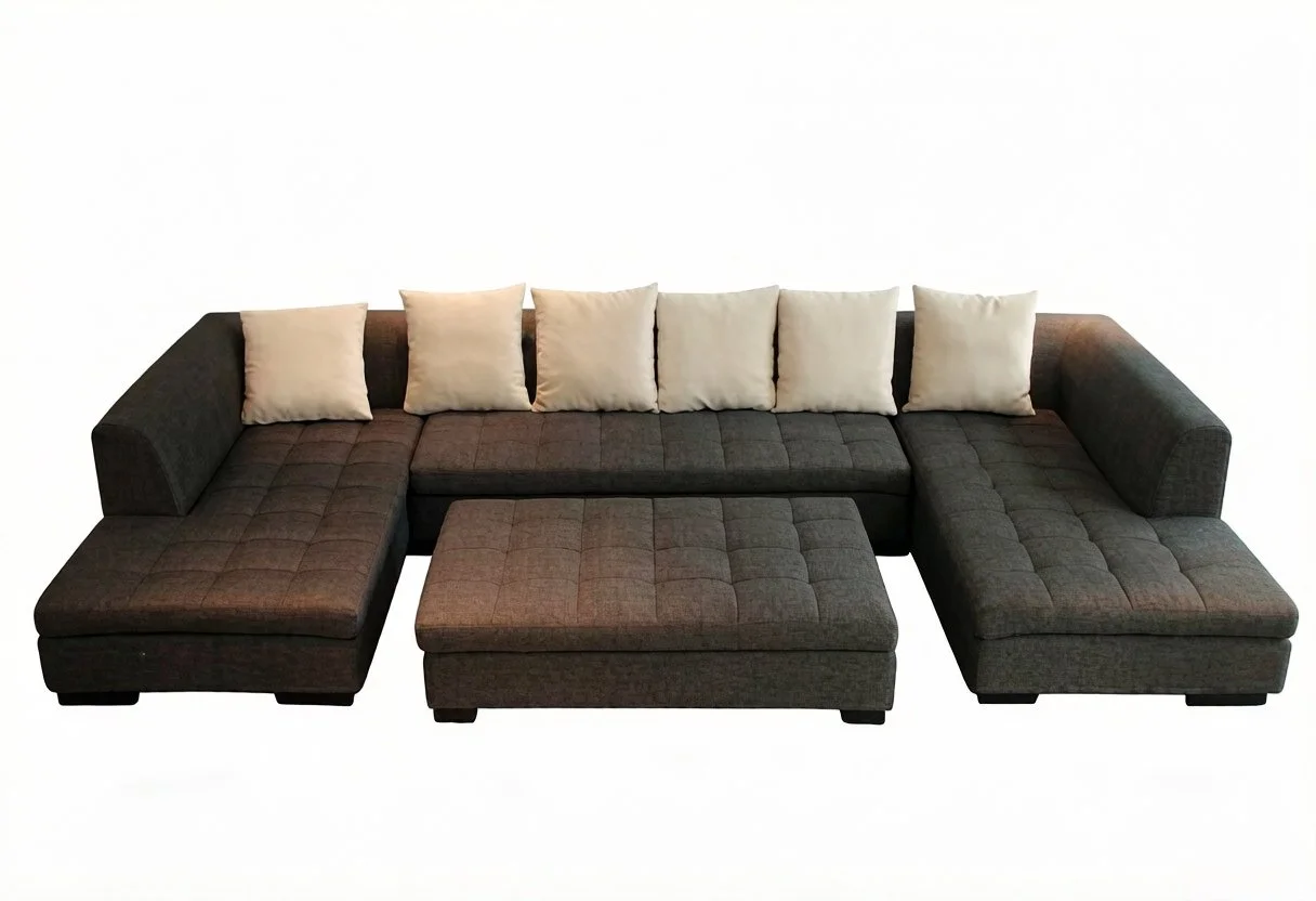S4805M 4PC NEW MODERN DESIGN FABRIC DOUBLE CHAISES SECTIONAL SOFA SET