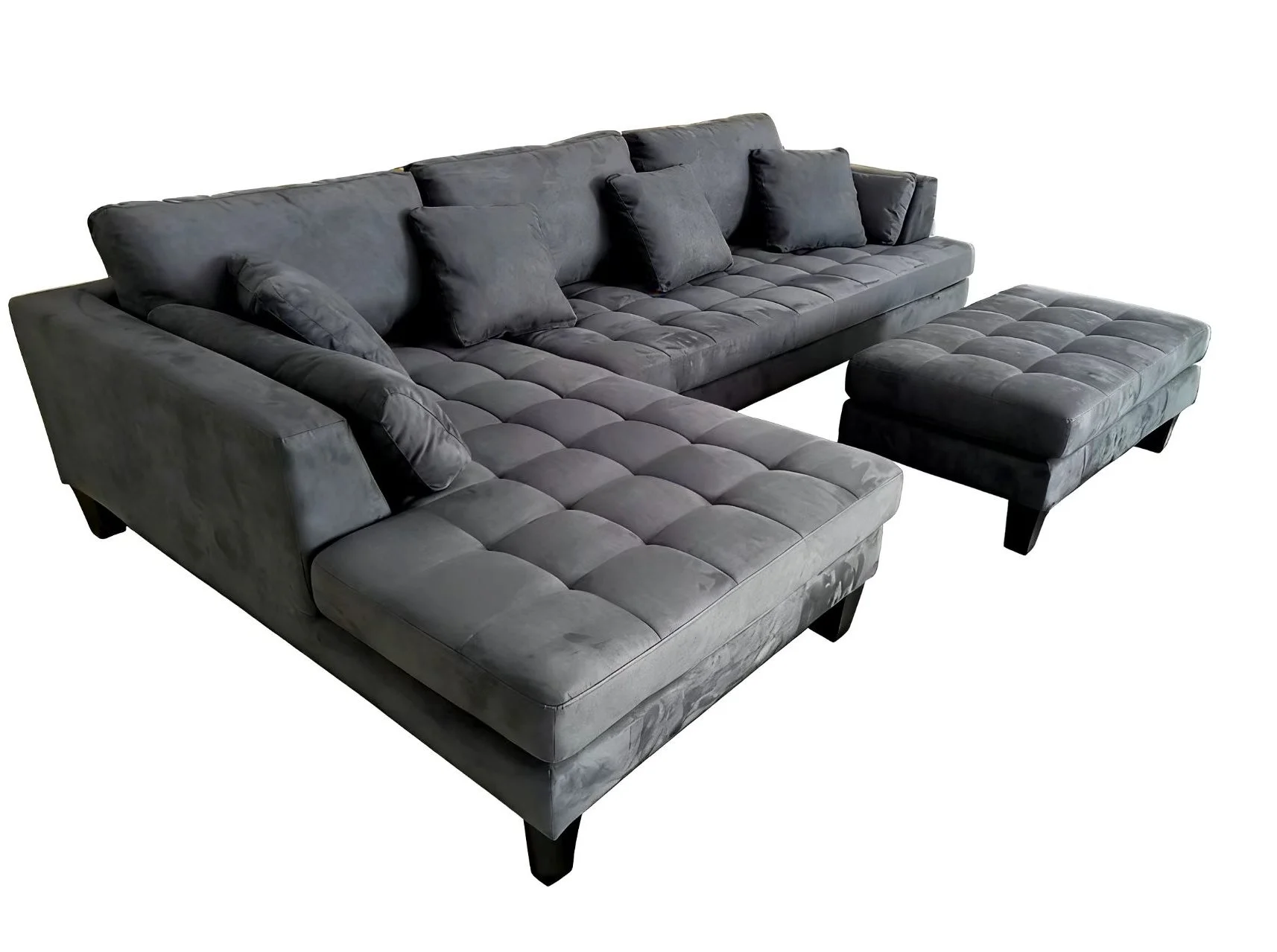 S168LDG 3pc Contemporary Dark Grey Microfiber Fabric Sectional Couch Sofa