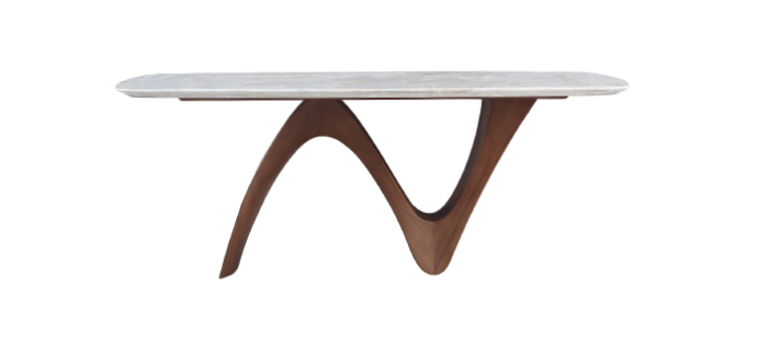 DT-29 Solid Wood Leg and Natural Marble Dinning Table