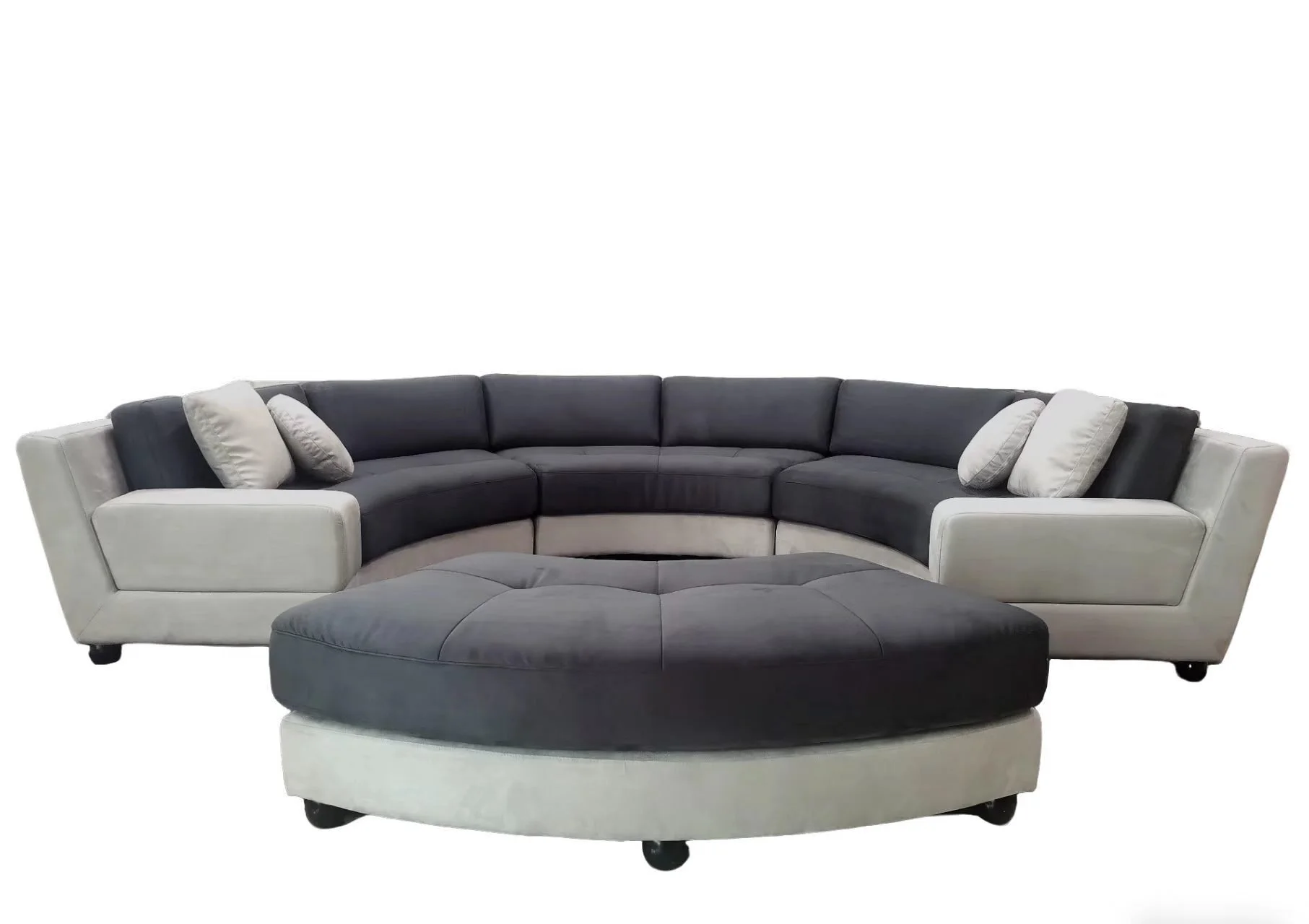 S606M 4PC. 160" SEMI CIRCULAR ROUND MICROFIBER FABRIC SECTIONAL SOFA SET