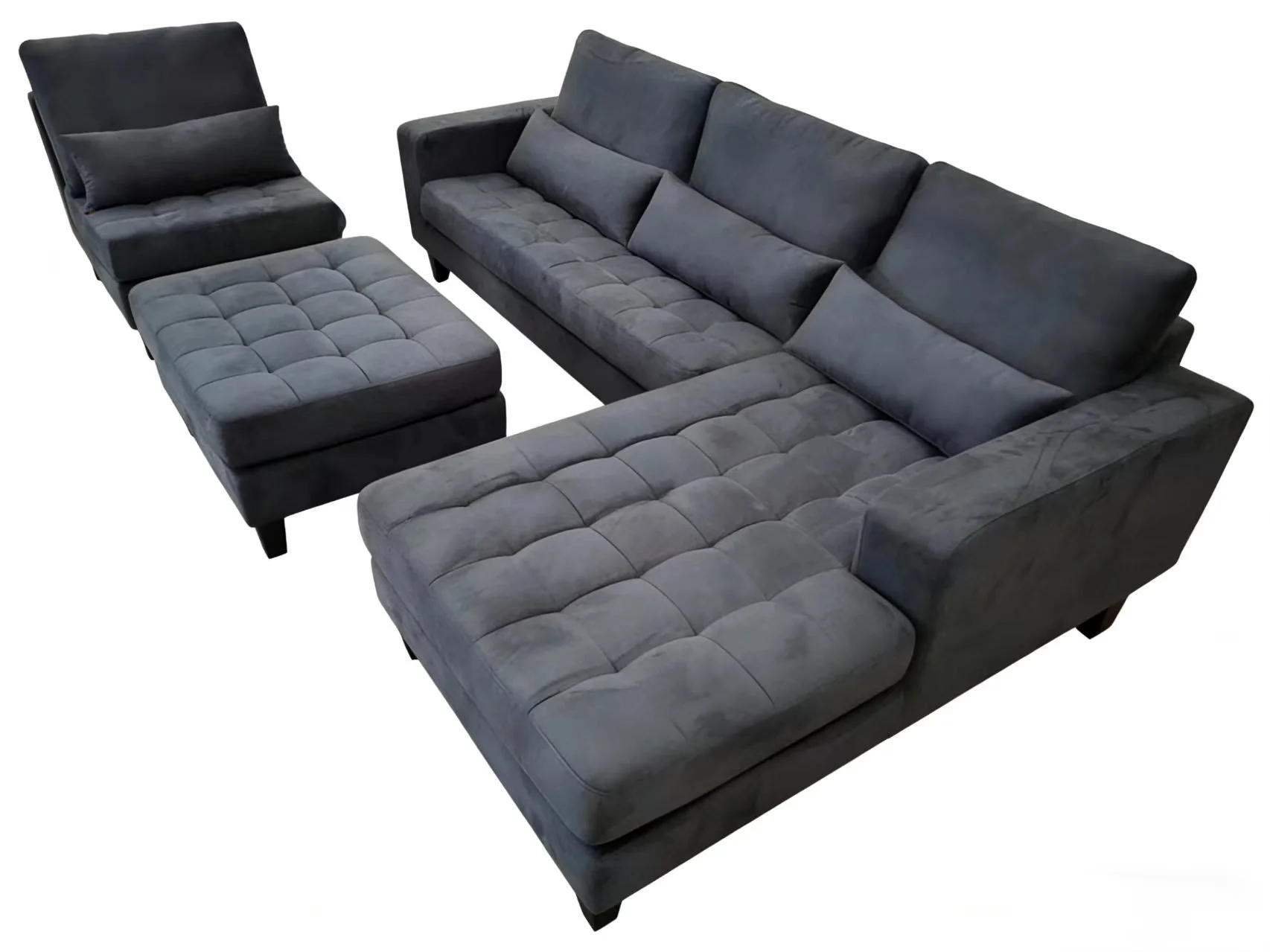 S6839RDG 4pc. High Back Modern Dark Grey Microfiber Sectional Sofa Set