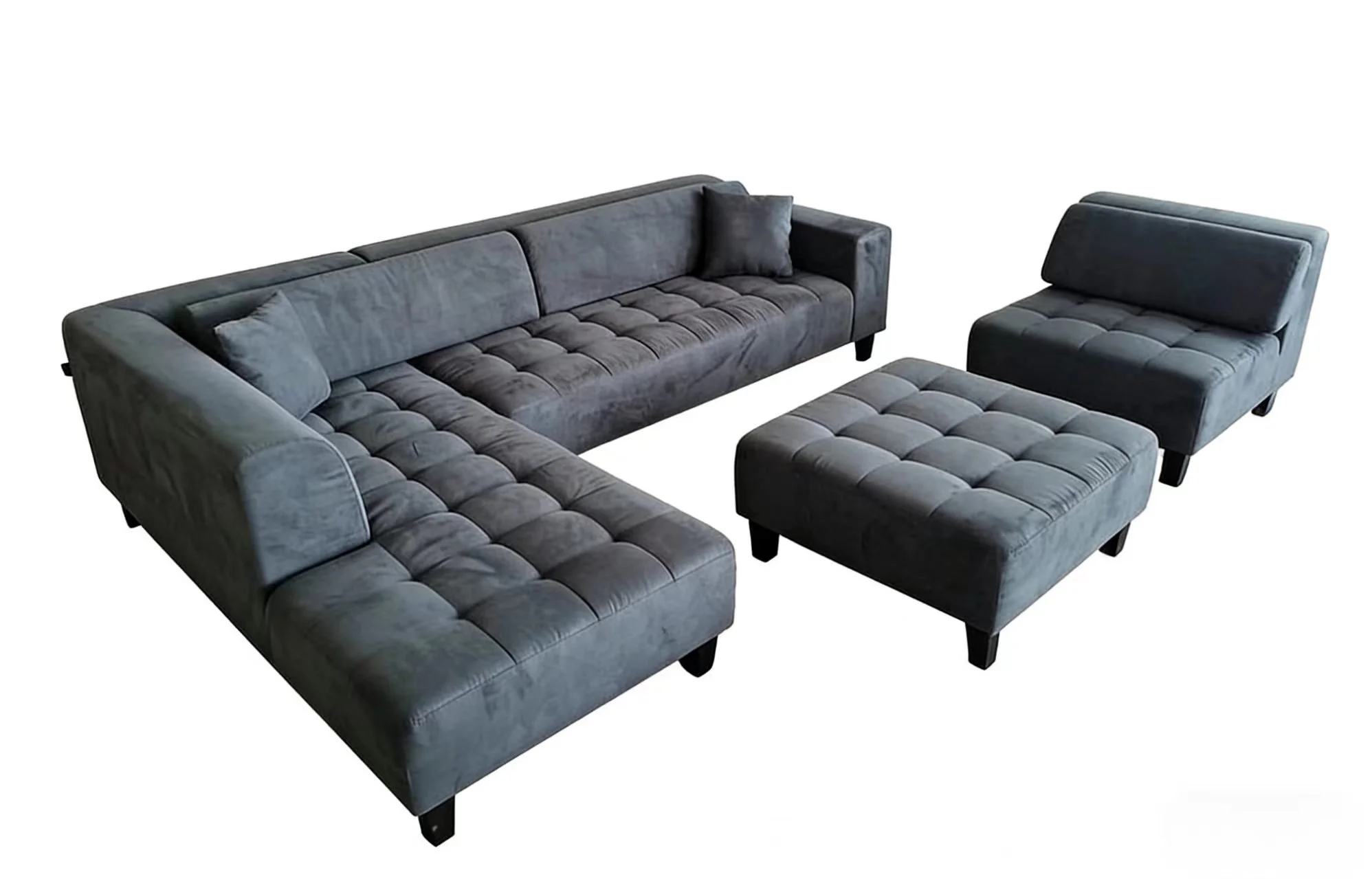 S1107LDG 4pc. Modern Dark Gray Microfiber Sectional Couch Sofa Set