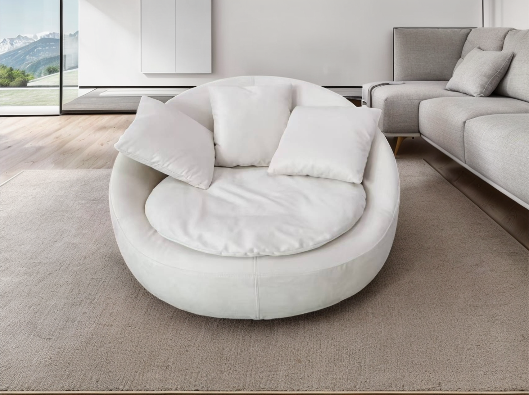 1pc  Microfiber Fabric Round Chair