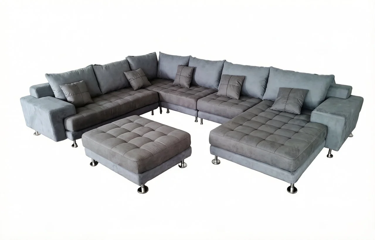 S150DBG 5pc. Black and Grey finish Microfiber Modern Sectional Sofa Set