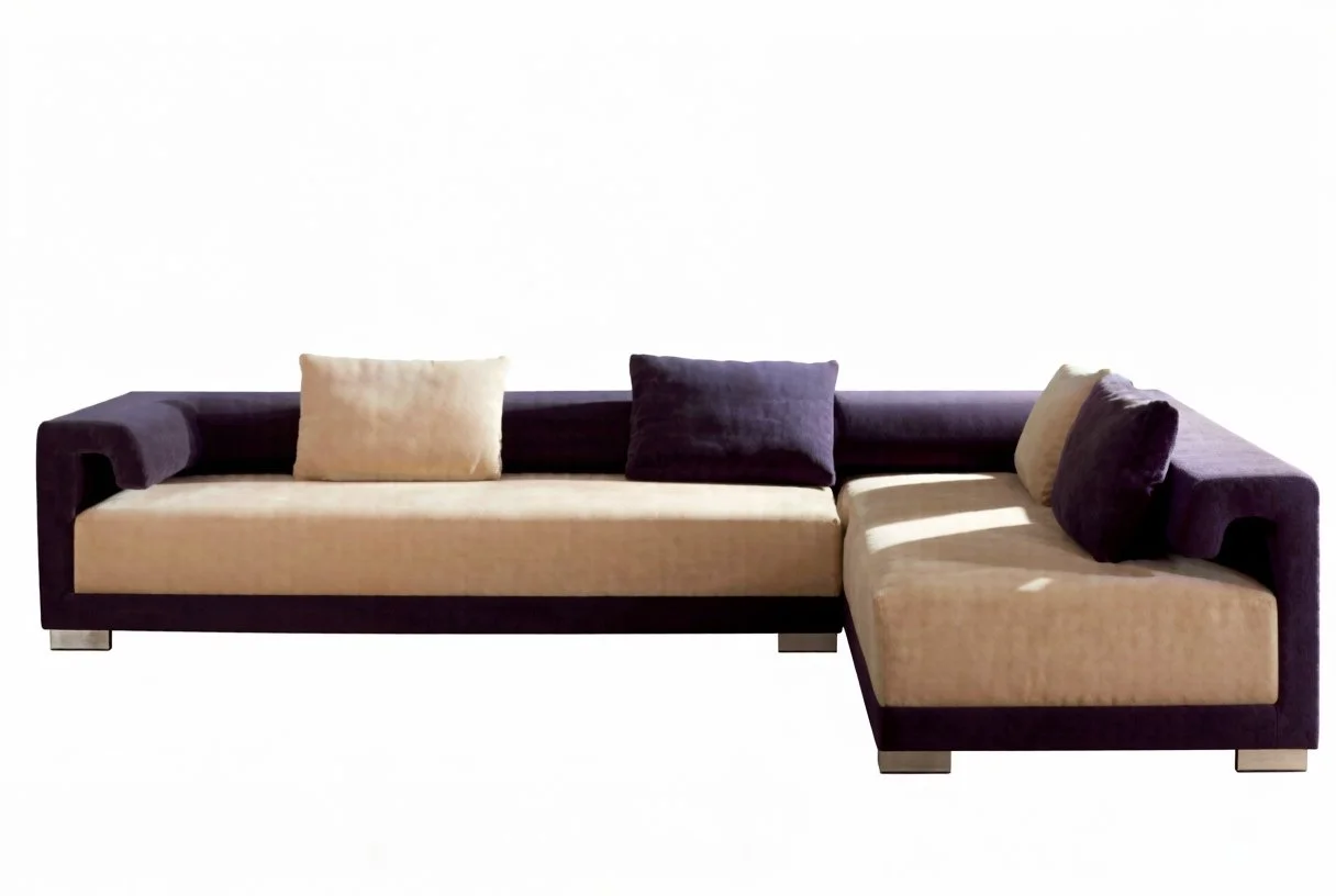 S3041M 2PC. Modern Contemporary Microfiber Fabric Sectional Sofa set with U shape metal legs
