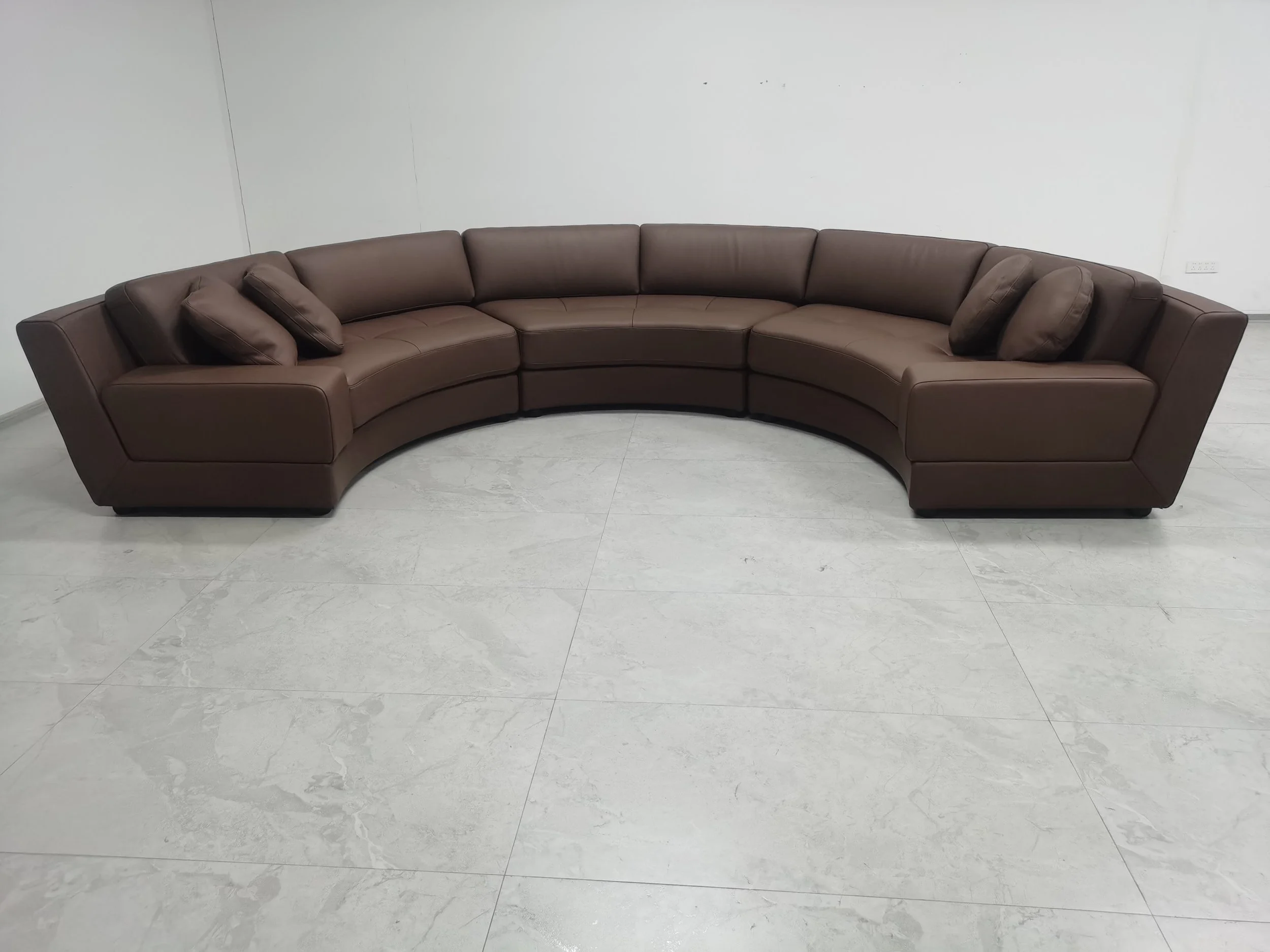 S606 4-Piece Modern Leather Semi Circular Round Sectional Sofa Set
