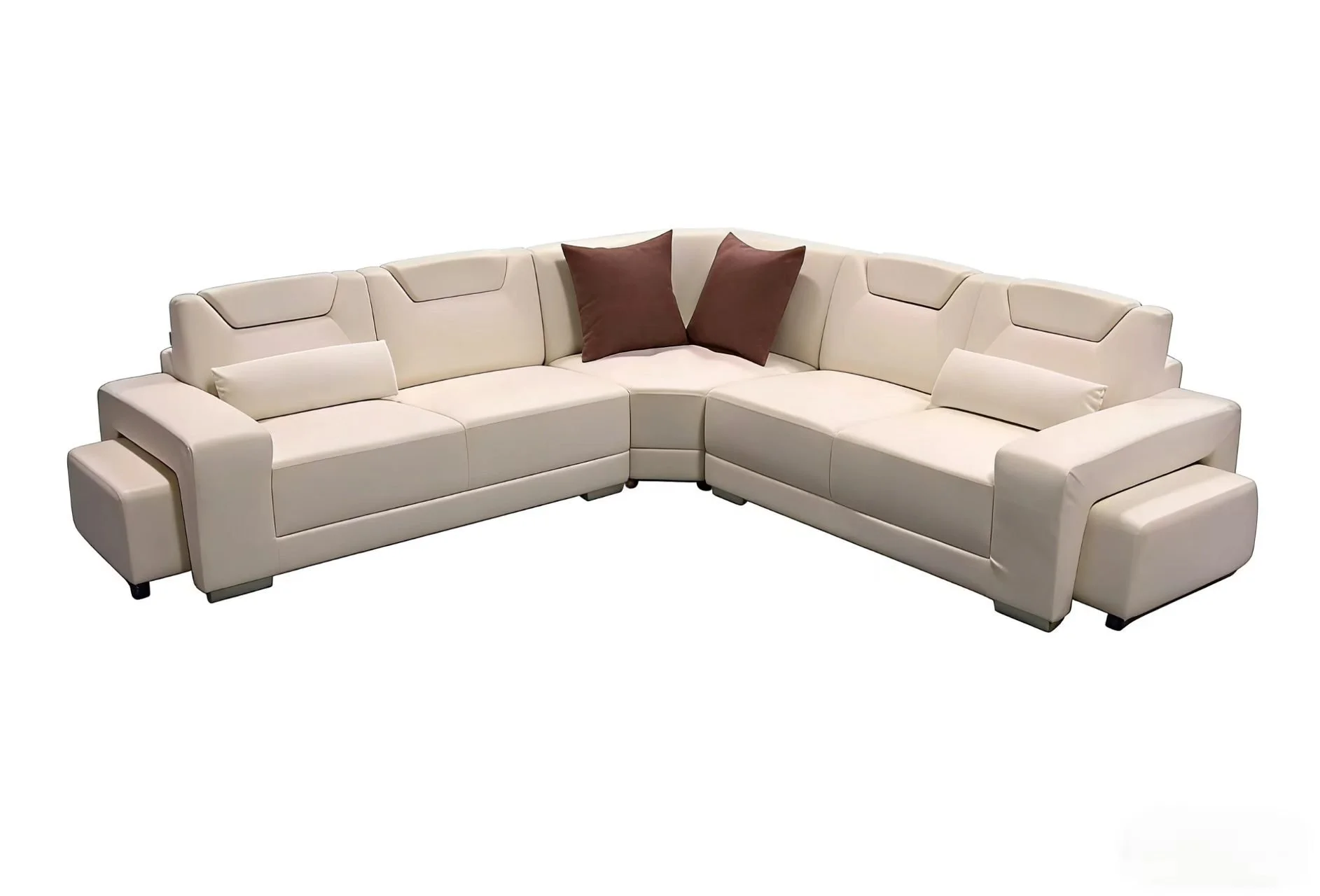 S1022A 6pc. Leather Sectional Sofa Set included 2 side stools