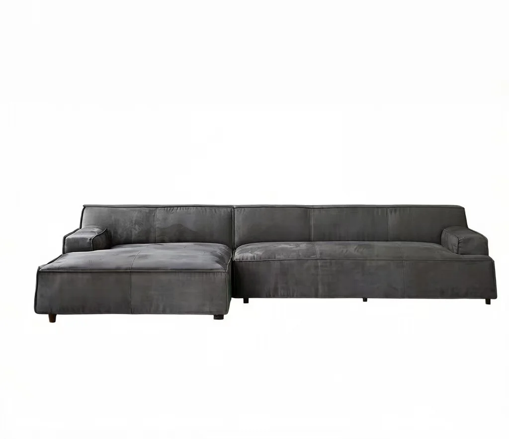 2 Piece 126“L x 41"D x 29.5"H Microfiber Dark Grey Sectional Sofa Set  S9206