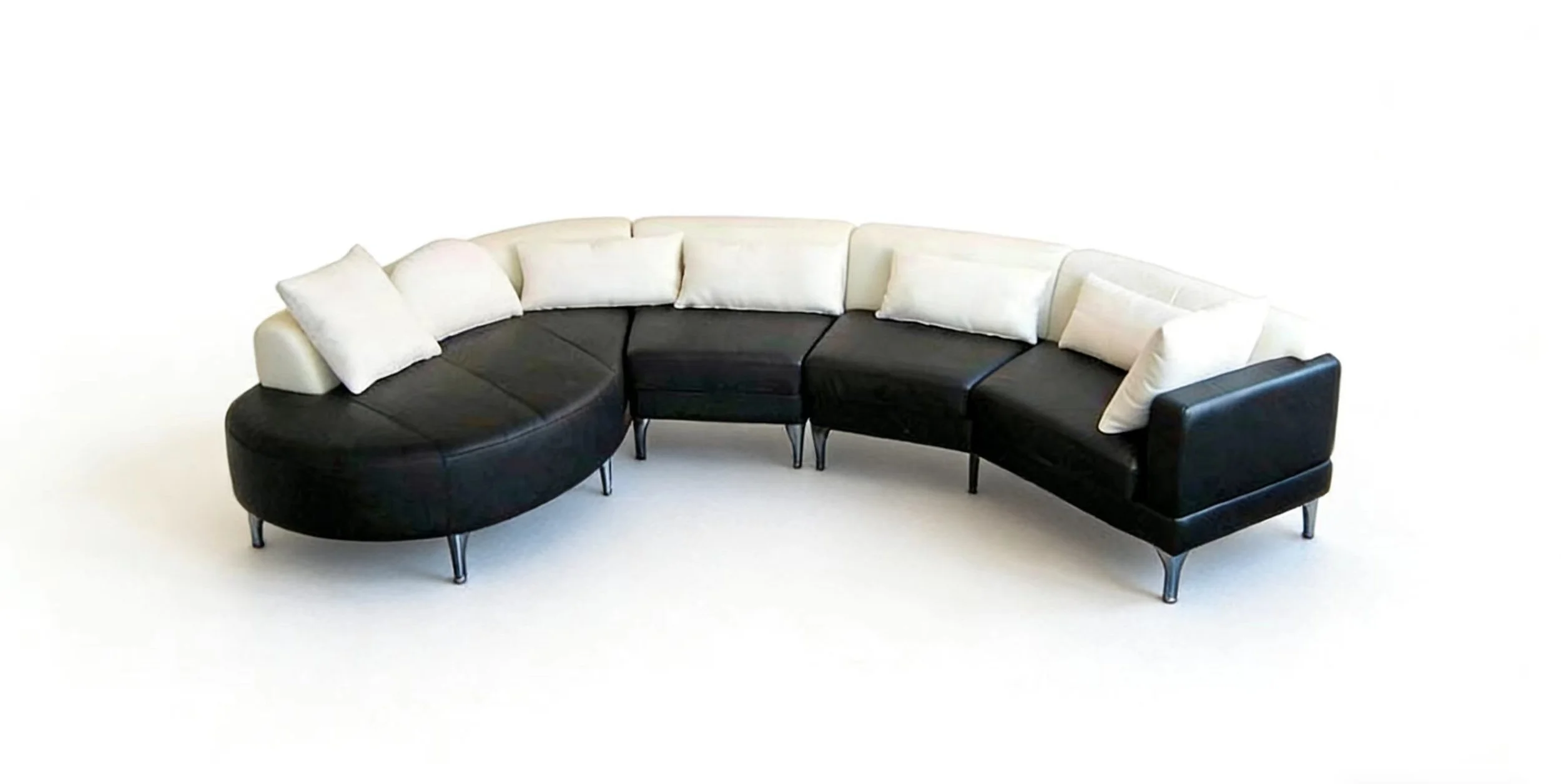 S1785 4PC. MODERN MODULAR CIRCULAR CURVED SECTIONAL LEATHER SOFA SET