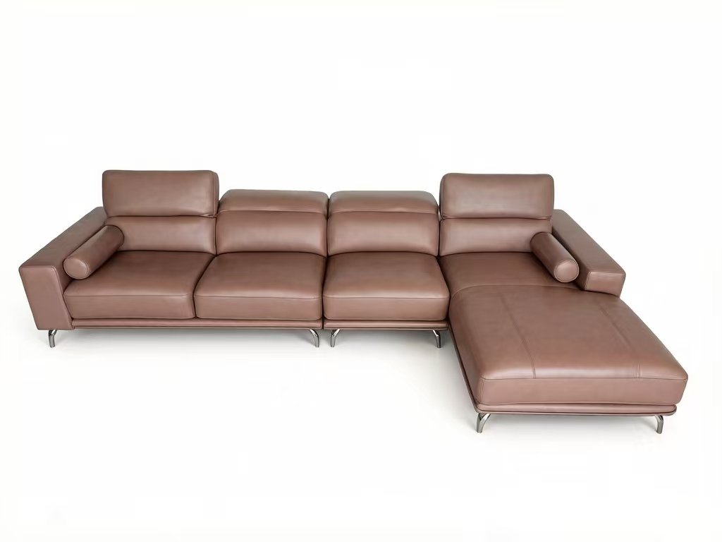 S670C 3-Piece Modern Leather Sectional Sofa Set With Adjustable Headrests