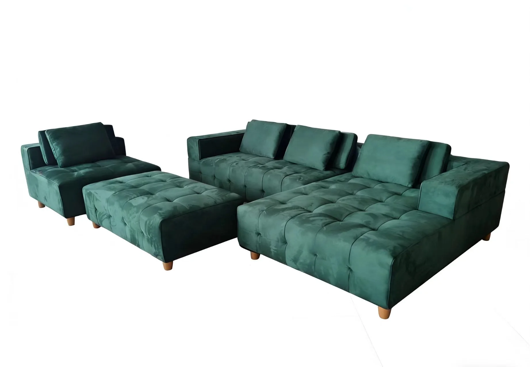 S8802 4pc. New Modern Microfiber Sectional Sofa Set With Wide Chaise