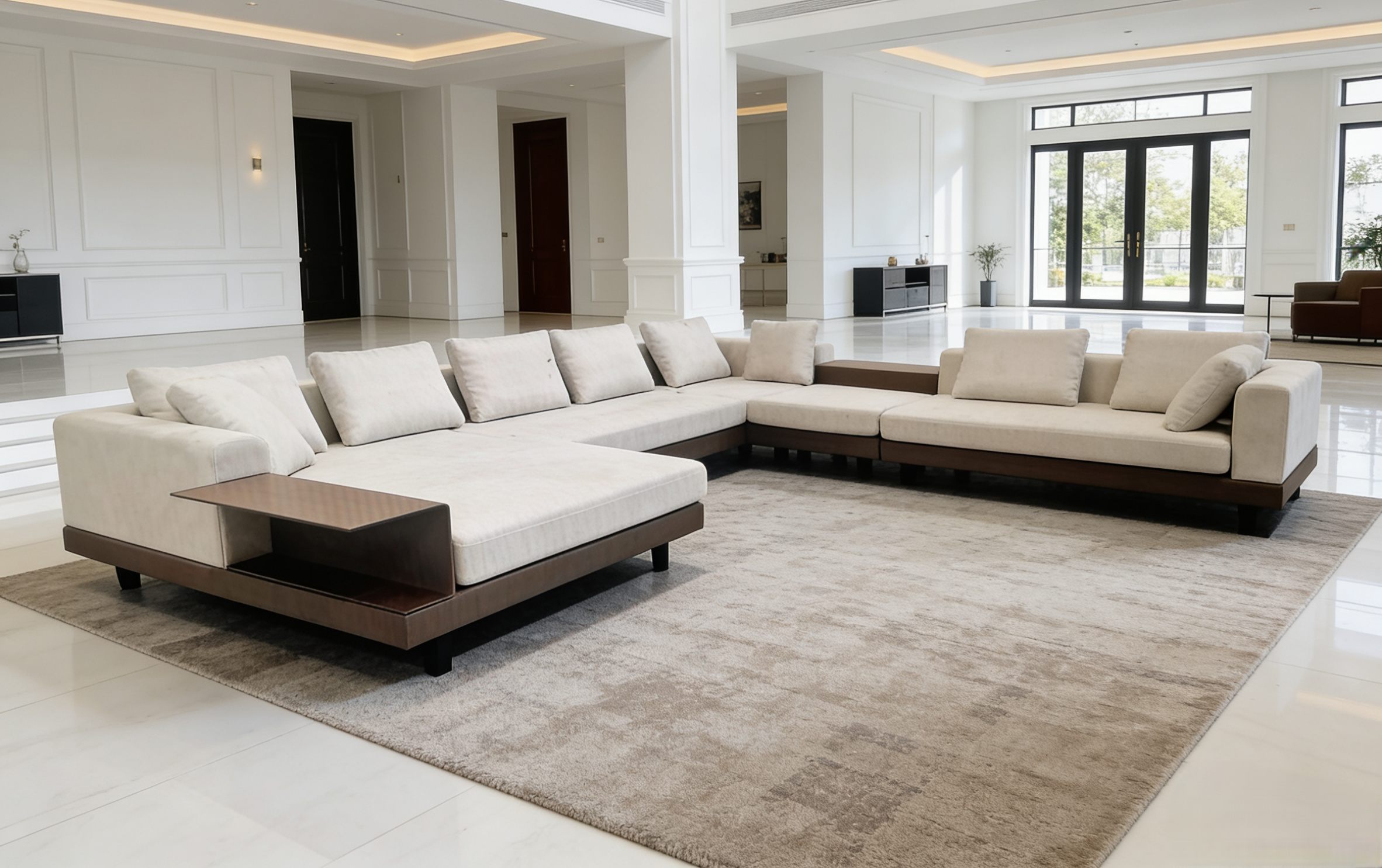 S2509M 5pc. U Shaped 2Tona finsih fabric sectional sofa set