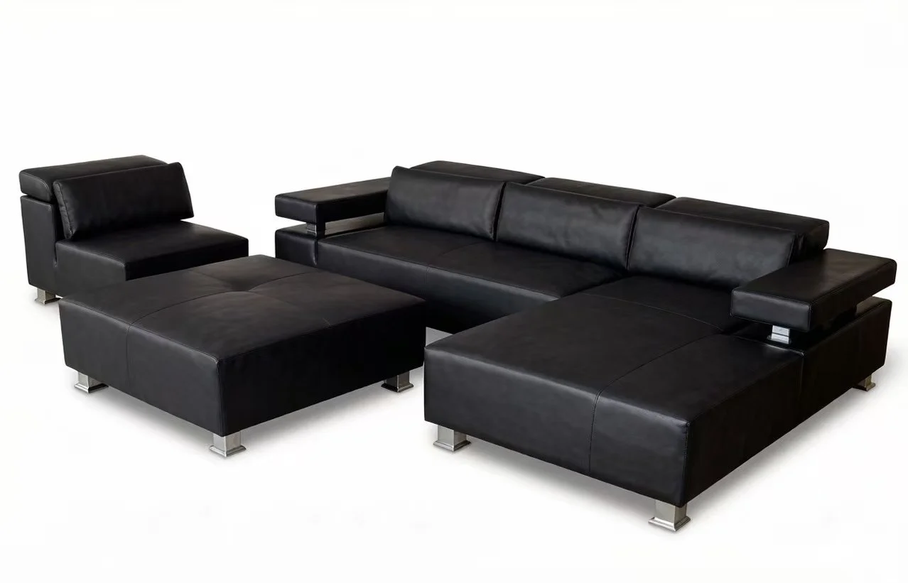 S1506C 4pc. Sectional Leather Sofa Set with Adjustable headrests
