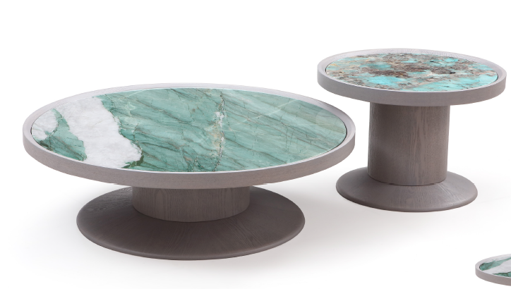 2pc CF1010 GREY MDF AND BLACK/ WHITE MARBLE COFFEE  TABLE