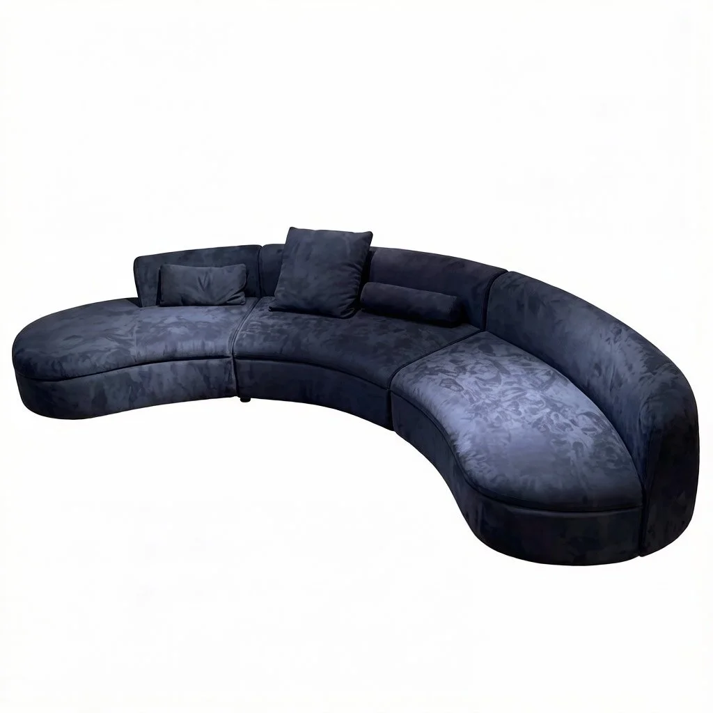 S609 3-Piece Rounded Fabric Sectional Sofa Set