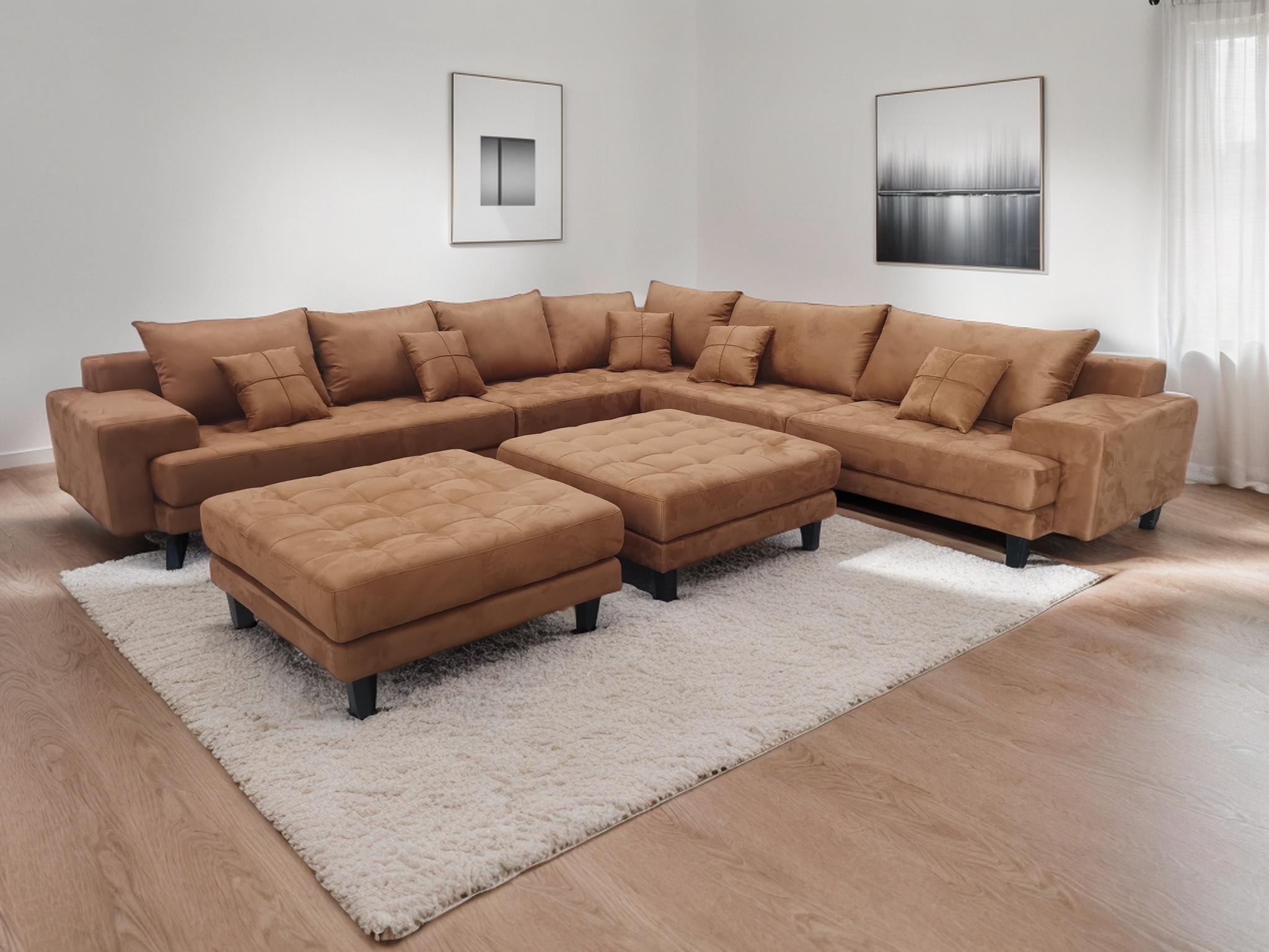 S150D  6pc. Brown finish Microfiber Reversible Sectional Sofa Set