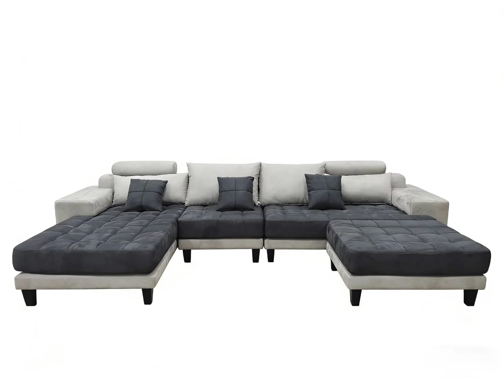 S150CR 4pc. Grey and Dark Grey finish Modern Microfiber Sectional Chaise Sofa Set