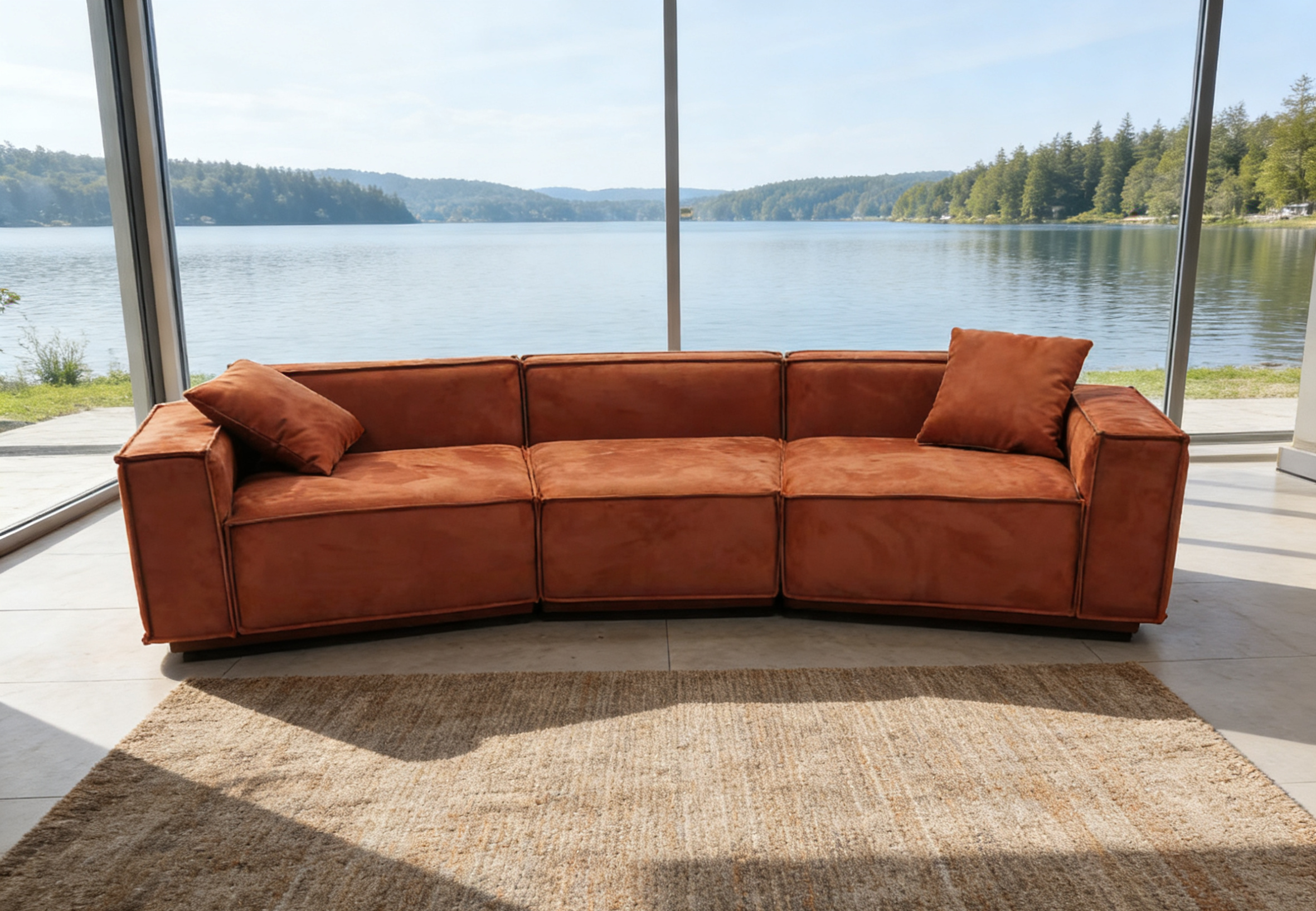 3pc New Curved Design Modern Microfiber sectional sofa S8810