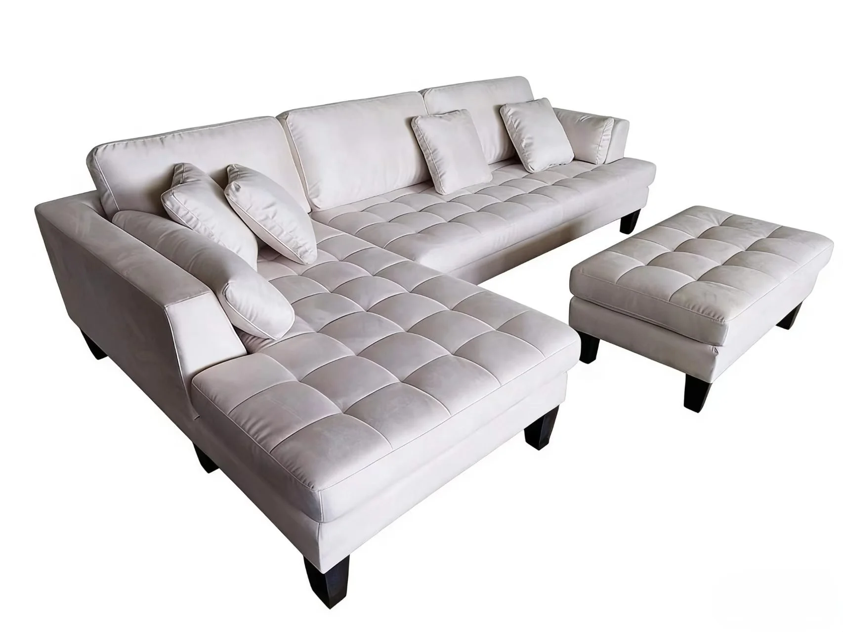 S168LW 3pc. Cream White Modern Microfiber Sectional Sofa Set
